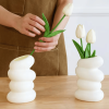 Modern Spiral Vase - White Plastic Flower Arrangement Container, Used for Home Decoration - Nordic Style Living Room, Bedroom