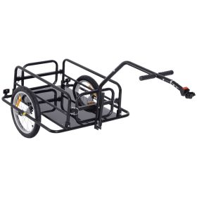 Foldable Bike Cargo Trailer Cart with Hitch, 80lbs Capacity, 16in Wheels, Black