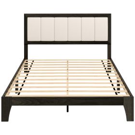 Full Bed Frame with Headboard Full Size Platform Bed Frame with Wooden Slats No Box Spring Needed Easy Assembly Walnut