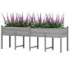Wooden Raised Garden Bed, Large Elevated Planter Box with Legs, Bed Liner and Drain Holes, 7.4' x 1.8' x 2.6', Gray