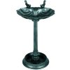 32" Verdigris Antique Bird Bath Decorative with Planter Pedestal and Bird Statues