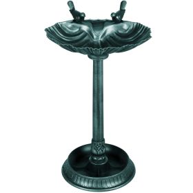 32" Verdigris Antique Bird Bath Decorative with Planter Pedestal and Bird Statues