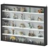 Display Cabinet 5-Tier Black White Glass Case with 2 Doors Adjustable Shelves Wall-Mounted