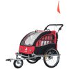 Elite 360 Swivel Double Child Red Bike Trailer, Secure Two-Wheel Bicycle Cargo Carrier with Safety Harnesses