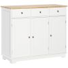 Sideboard Buffet Cabinet, 3-Doors Kitchen Cabinet, Coffee Bar Storage with 3 Drawers, Adjustable Shelf for Living Room and Hallway, White