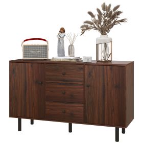 Retro Sideboard Kitchen Buffet Cabinet with Cabinets Drawers Coffee Bar Table Rustic Brown