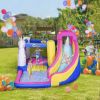 5-in-1 Inflatable Bounce House for Kids Aged 3-10 with Trampoline Pool Climbing Wall Includes Air Blower for Outdoor Activities