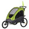 Child Bike Trailer 3 In1 | Foldable Baby Trailer Transport Carrier | Shock Absorber System Rubber Tires Adjustable Handlebar