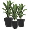 Outdoor Planters Set of 3 Black Tall Stackable Flower Pots with Drainage for Patio Garden Balcony Decor