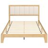 Full Bed Frame with Headboard Full Size Platform Bed Frame with Wooden Slats No Box Spring Needed Easy Assembly Oak