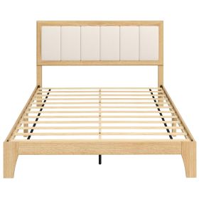 Full Bed Frame with Headboard Full Size Platform Bed Frame with Wooden Slats No Box Spring Needed Easy Assembly Oak