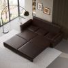 Chesterfield Sofa,93.7" King Pull Out Sofa Bed,3-in-1 Faux Leather Convertible Sleeper Sofa with Nailhead Trim & Rolled Arm