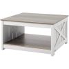 VEVOR 31.5" Farmhouse Coffee Table, Square Coffee Table with Open Storage Compartment, Wooden Rustic Cocktail Table for Living Room, Bedroom