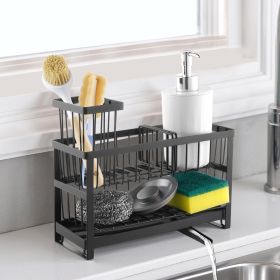 VEVOR Kitchen Sink Caddy Organizer, 2 Tier Sponge Holder for Kitchen Sink with High Brush Holder & Divider, Storage Rack with Rotatable Drainage Spout