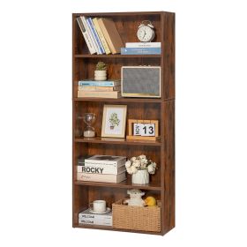 VEVOR 5 Tiers Narrow Bookshelf, 53 in Wooden Open Bookcase with Height-Adjustable Shelf