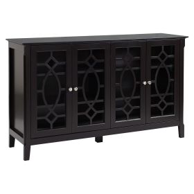 Modern Sideboard Espresso Storage Console Table Buffet Cabinet Glass Doors Living Dining Room