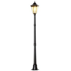 94.5" Outdoor Solar Lamp Post Light, Aluminum Floor Lamp, Solar Powered Vintage Street Light for Garden, Lawn, Pathway, Driveway, Black
