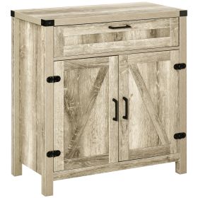 Wooden Farmhouse Sideboard Oak Finish Kitchen Buffet Cabinet with Drawer and Shelf
