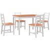 5 Piece Dining Set Solid Pine Wood High Back Chairs White Natural Wood for Small Spaces