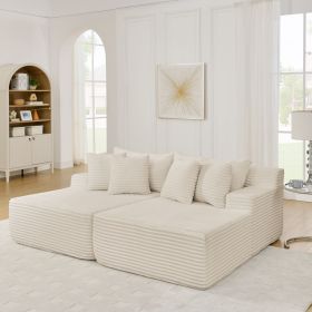 Two-seater lazy sofa lounge chair,Compressed sofa no assembly required, made of velvet fabric, fluffy modern lounge chair