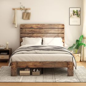 Bed Frame Queen Size, Wood Platform Bed Frame , Noise Free,No Box Spring Needed and Easy Assembly Tool,Large Under Bed Storage,Dark Brown