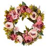 VEVOR Artificial Decorative Wreath, 19 in, Pink, Decorated with Peonies, Hydrangeas, Babysbreath