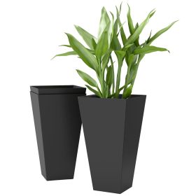 Tall Plastic Planters 28 Inch 3-Pack Large Outdoor Indoor Garden Flower Pots for Entryway Patio Yard Black
