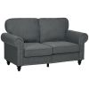 HOMCOM Mid Century Modern Loveseat Sofa, 2 Seater Small Couch with Nailhead Trim, for Living Room, Bedroom, Charcoal Gray