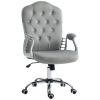 Velvet Button Tufted Swivel Wheels Adjustable Height Tilt Light Gray Office Chair