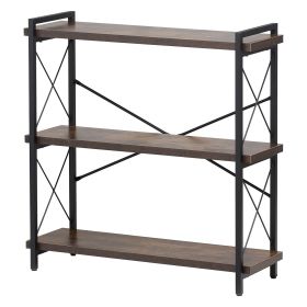 VEVOR Metal Bookshelf, 3-Tier Industrial Bookshelf, Small Rustic Storage Display Bookcase with Open Shelves