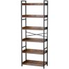 Metal Bookshelf, 6-Tier Industrial Bookshelf, Tall Wide Rustic Vintage Storage Bookcase with Open Shelves