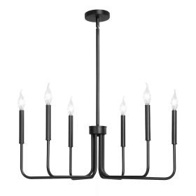 VEVOR 6-Light Chandelier, Black Farmhouse Chandelier, Adjustable Height, Dining Room Hanging Light Fixture for Ceilings, Modern Chandelier for Bedroom