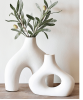 Donut Vase, Set of 2 - White Large Ceramic Vase - Minimalist Nordic, Hollow | Table Centerpiece, Olive Plant, Wedding, Living Room, Bookshelf, Office
