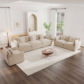 Modern Sofa Couch, 3 Piece Set Extra Deep Seat Sectional Sofa for Living Room, Oversized Sofa, 3 Seat Sofa, Loveseat and Single Sofa, Beige Chenille