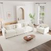 3-Piece Upholstered Sofa, Living Room Sectional Sofa Set Modern Sofa Couches Set , Deep Seat Sofa for Living Room Apartment, 1+3 Seat White