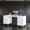 Computer Desk with File Drawers, Wood Executive Desk for Home Office