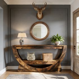 Console Table, 2-Tier Entryway Table with Storage Shelves & Arched Frame