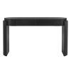 TREXM Entryway Table with Natural Wood Grain Finish, Console Table with Fluted Design, Oval Top and 2 Drawers for Entryway and Living Room (Black)