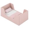 Pink Upholstered Toddler Bed Velvet Wooden Slat Frame for Kids No Mattress