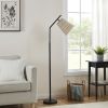 60' Boho Black Angled Floor Lamp with Natural Shade
