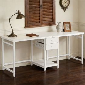 Two person office desk, computer desk, study desk, with storage space, multifunctional design