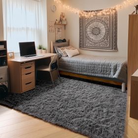 6x9 ft Rugs for Living Room,Grey Fluffy Carpet Large Fuzzy Plush Shag Comfy Soft, Non-Slip Indoor Floor Carpet,Room,Bedroom,Playroom