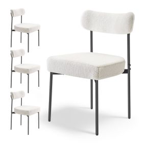 VEVOR Boucle Dining Chairs Set of 4, Mid Century Modern Sherpa Accent Chairs, Upholstered Side Chair for Dining Table