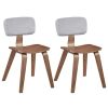 Set of 2 Dining Chair Set (Grey&Walnut), Teddy Velvet Upholstery & Plush Padded Design