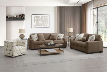 Darya 3Pcs Suede/Fabric Living Room Set (1 Chair, 1 Loveseat, 1 Sofa)