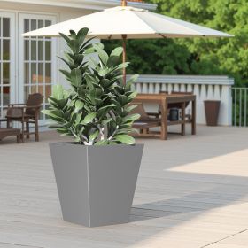 22" H Tall Mental Tapered Planter – Large Outdoor & Indoor Garden Plant Pot with Drainage Hole and Rubber Plug