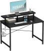 32 Inch Small Computer Desk with Monitor Stand, Simple Office Desk with Headphone Hook for Small Spaces