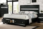 1pc Contemporary Queen Size Bed Black Solidwood 1pc Bed Bedroom Furniture Storage FB