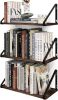 Floating Shelves Rustic Wood Wall Shelf, Small Bookshelf for Living Room, Office, Bedroom, with Metal Bracket
