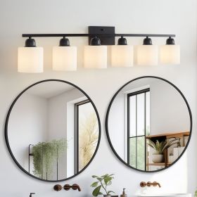 6-Light Black Vanity Lights, 38'' Modern Bathroom Vanity Lighting Fixtures for Mirror, Matte Bathroom Lighting Fixtures